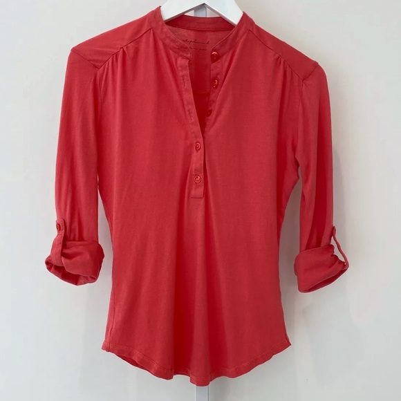 STEPHANIE B CORAL PIMA COTTON 3/4 SLEEVE T XS - Picture 5 of 14
